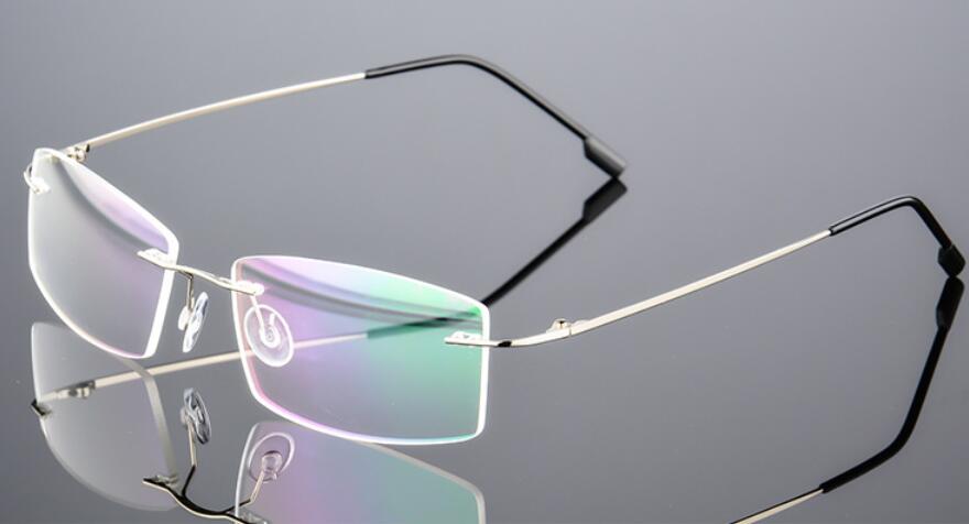Klassische Herren Titan Randlose Brille Rahmen, Frühling Tempel Myopie Optische Rahmen, Ultra-licht Rahmenlose Brillen F858: F858-Silver