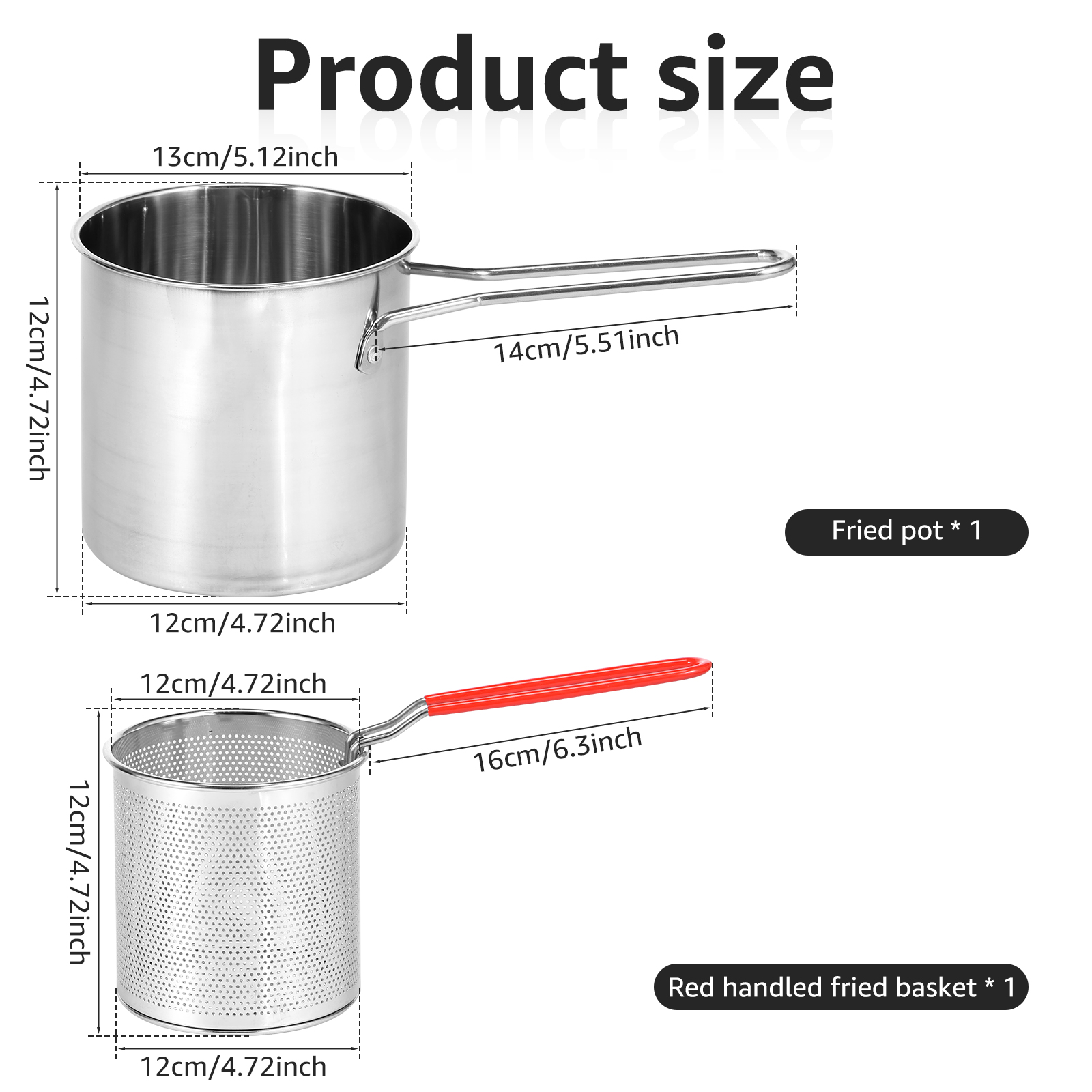 Deep Fryer Pot Stainless Steel Deep Fryer Mini Deep Oil Fryer Multifunctional Outdoor Cooking Fryer for Kitchen Camping Picnic: Red