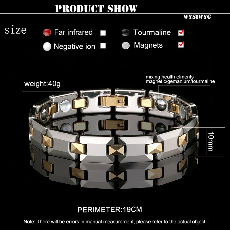 Tempérament femme elégant santé bracelet magnétique aimant thérapie magnétite bracelet homme santé titane acier Bracelet