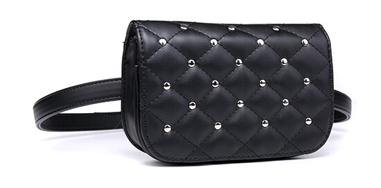Jiessie & Angela Black Solid Leather Waist Pack For Women Fanny Pack Waist Bag Pouch Phone Women Bag Bolosa: black A