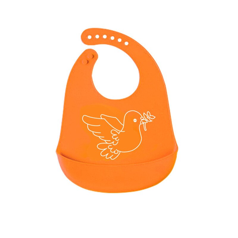 Baby Lätzchen Cartoon Drucke Kinder Silizium Bib kinder Sommer Einstellbar Wasserdicht Bib Baby Fütterung Werkzeuge Jungen Mädchen Lätzchen Schürze: Orange