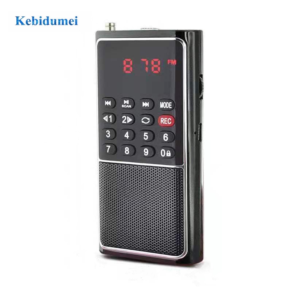 Mini Handheld FM Radio Digital Display Multifunctional TF Speaker USB MP3 Player Rechargeable Upgraded Version with Antenna