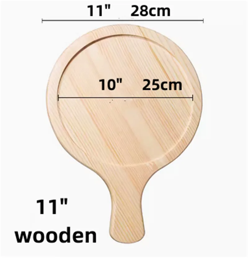 Wooden Pizza board Round with Hand Pan Baking Tray Stone Cutting Board Platter Pizza Bamboo Cake Bakeware Tools rejilla para: plum