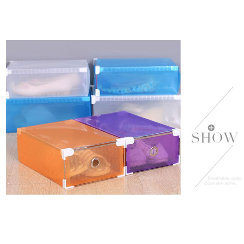 Eco-Friendly Transparent Shoe Hanger Plastic Rectangle Storage Box Shoe Organizer Thickened Drawer Shoe Box Home Stackable Box
