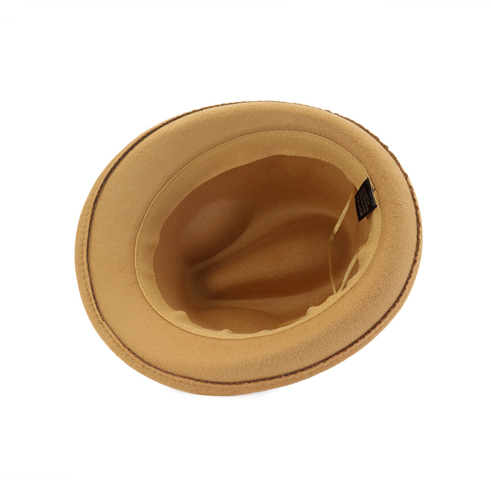 Sombrero de vaquero occidental informal clásico para hombre, gorra de ala ancha enrollada, Sombrero ecuestre de Jazz con correa de cinta