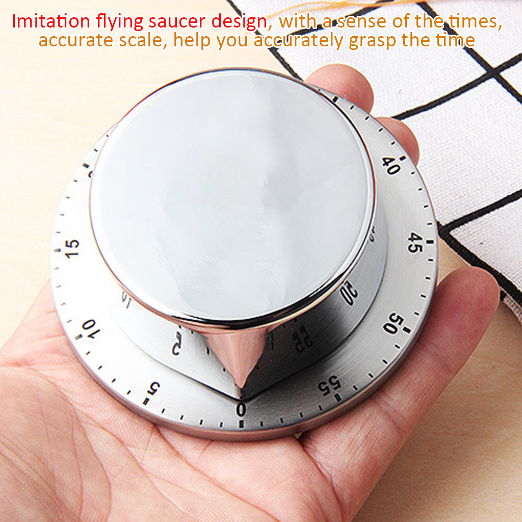 Mechanical Kitchen Timers With Magnetic Base Stainless Steel Cooking Timer Alarm 60 Minutes Countdown Tools Kitchen Gadget