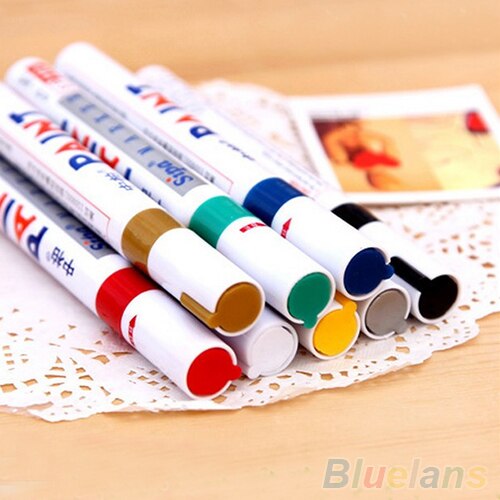 Stylo marqueur de peinture Permanent | Pneu de voiture étanche 12 couleurs, bande de roulement en caoutchouc, stylo de peinture Permanent en métal