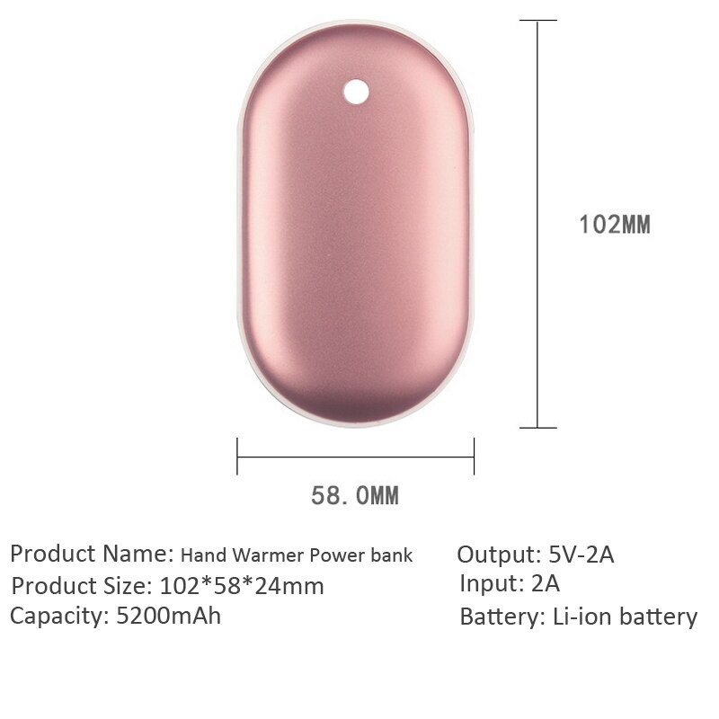 5200mAh 2 in 1 Heating Warm Power Bank Portable USB Rechargeable Electric Heater Winter Heating Tools Pocket Power Bank