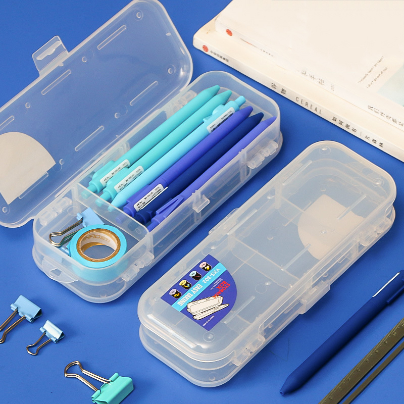 Transparente estuche escolar Estudiante de gran capacidad estuche lapices Doble lado lapiceras PP de plástico estuches papeleria cartucheras para lapices escolares