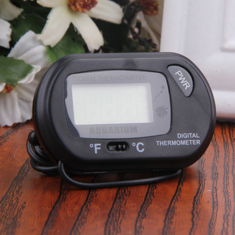 Digital LCD Screen Sensor Aquarium Thermometer Wired Aquarium Fish Tank Temp Meter Electronic Temperature Measurement Black