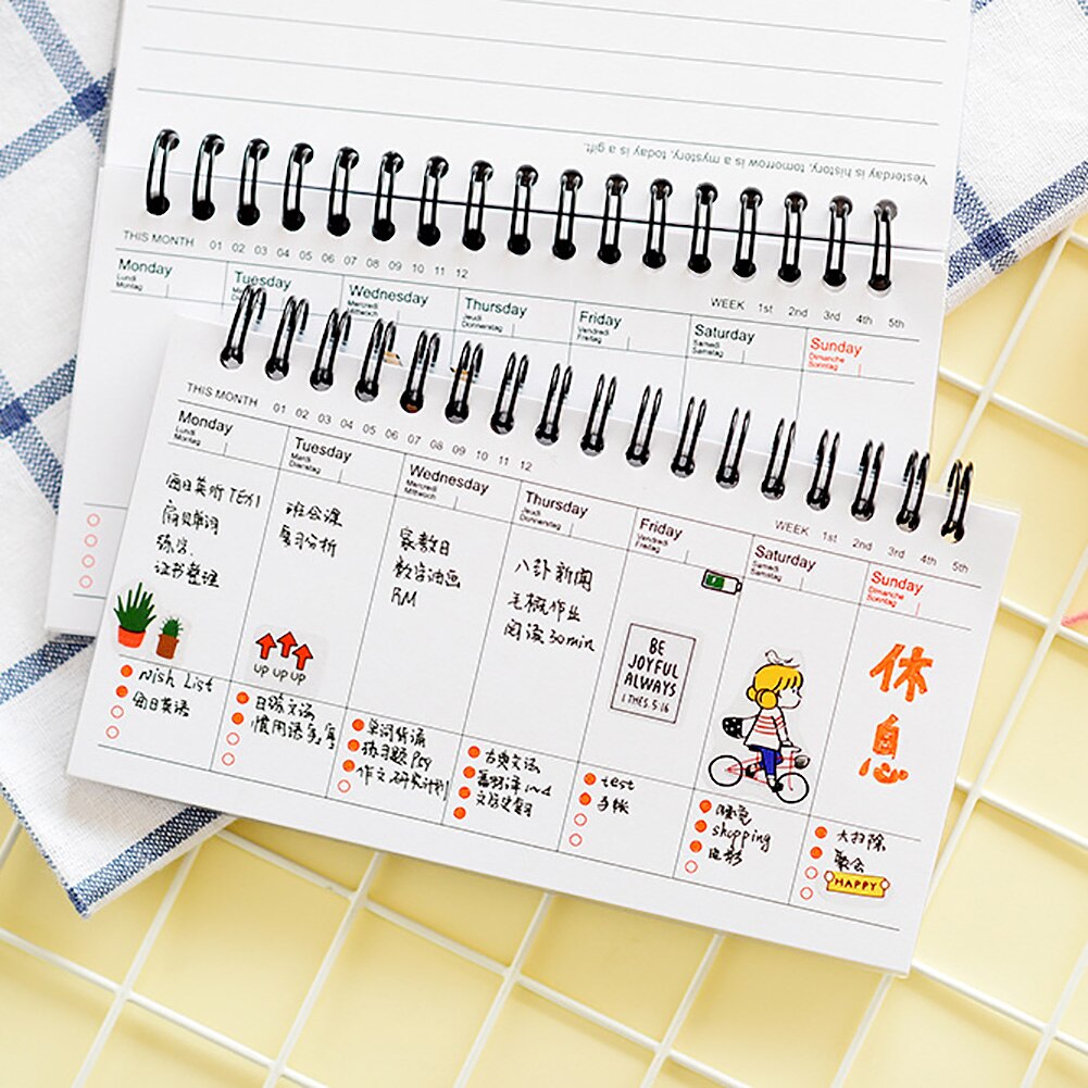 Weekly Day Plan Time Of Organizer Daily Diary Daily Notebook Spiral Coil Notebook Office School Supplies Size 16 x9Cm