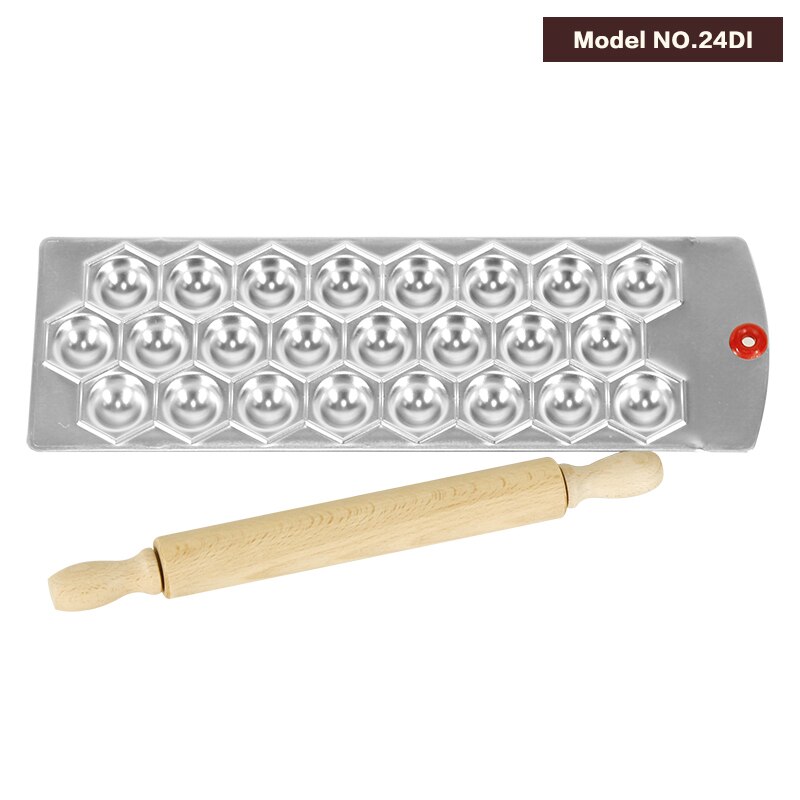 Ravioli Molding Tray Plate Set With a Wooden Rolling Pin Aluminum Alloy Pasta Cutter Ravioli Maker Dumpling Making Mold Plate: 24DI