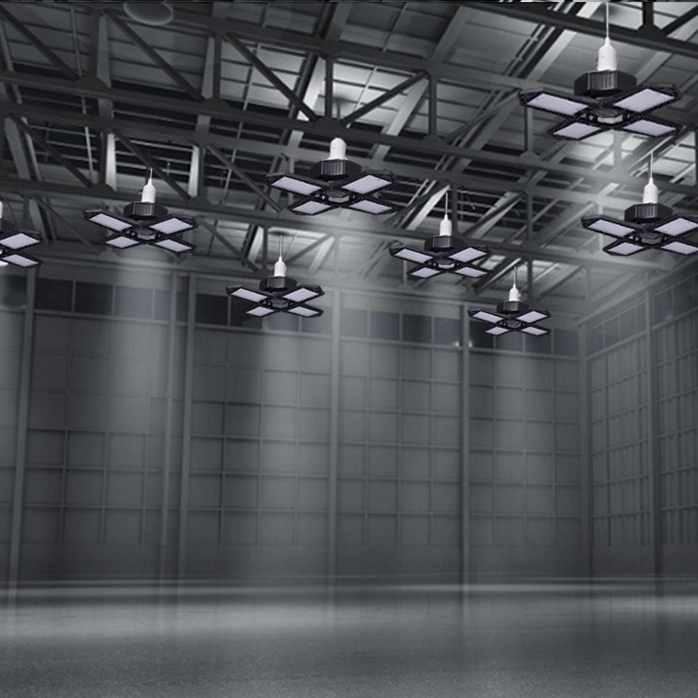 200W LED Garage Light Deformable Fan Ceiling Lamp E27 Folding 4 Panel Industrial Lamp For Warehouse Workshop 85-265V