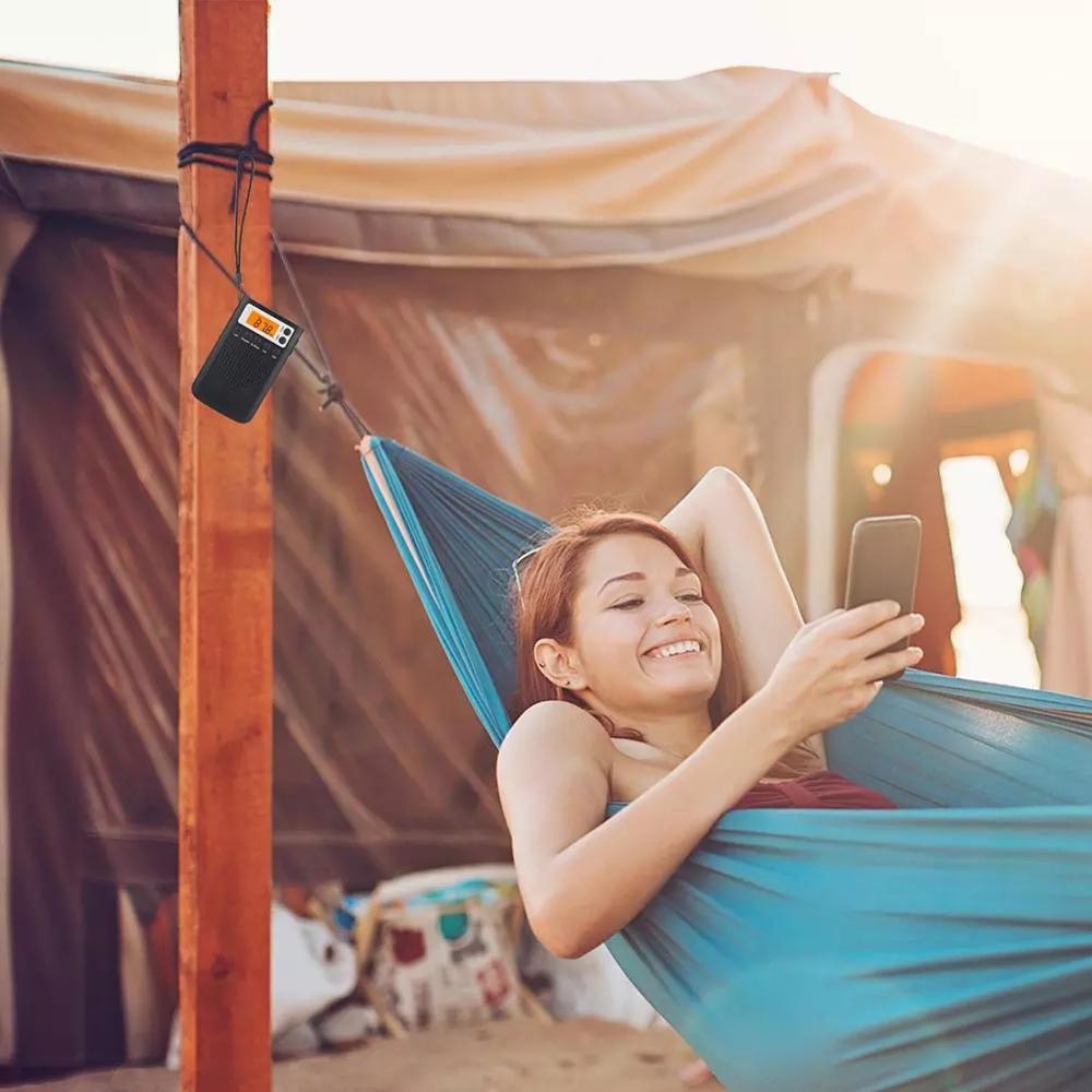 Mini Radio Portable Stereo Pocket Radio Speaker With Built-in Speaker Headphone Jack AM FM Alarm Clock Radio