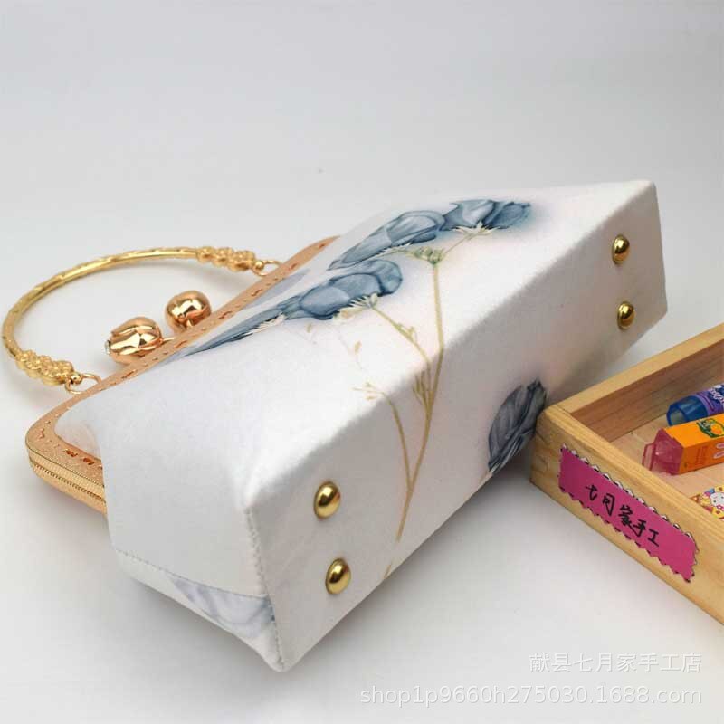 Alasir bolso de Material Diy hecho a mano, marco de Corte libre, bolso de hilo, bolso de hombro para mujer, bolsos semiacabados de estilo chino