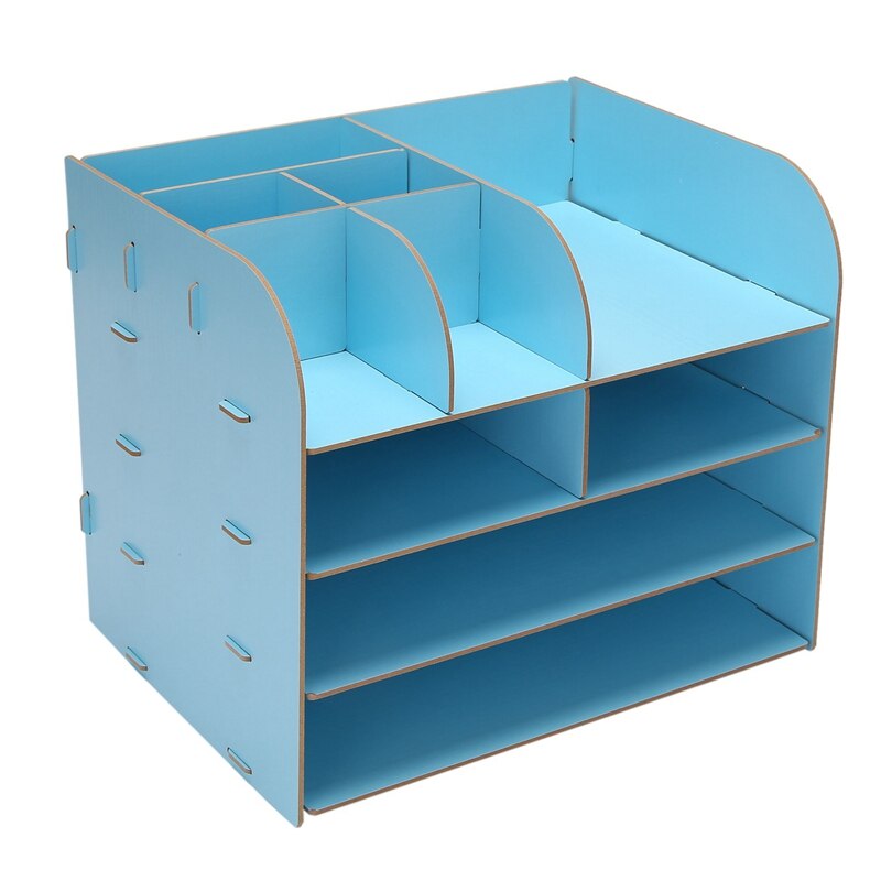 1Pcs 4-Layers Wood Office Table Organizer Assembled Files Office Supplies Containers A4 Paper Storage Rack: Mint