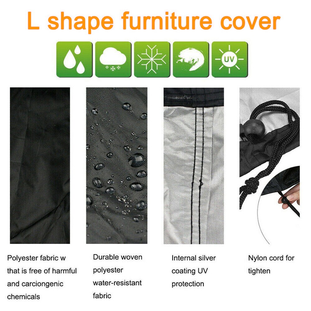Waterproof L Shape Furniture Cover Outdoor UV-resistant Sofa Covers Garden Patio Yard Corner Oxford Cloth Furniture Rain Cover
