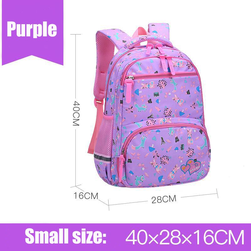 Sacs d'école primaire pour filles, sac à dos mignon, confortables, sacoche pour livres imperméables avec large bande d'épaule: Purple Small
