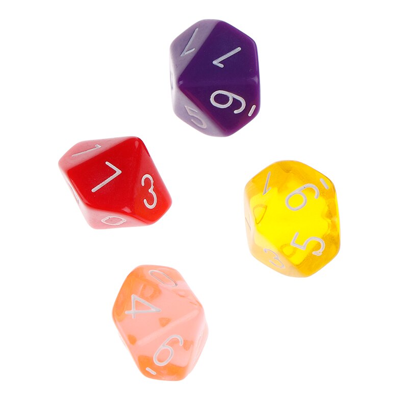 4 Stuks Transparant Multicolor D10 Rpg 10 Dice Die 10 Zijdig Gem Dobbelstenen Set Spelen Games