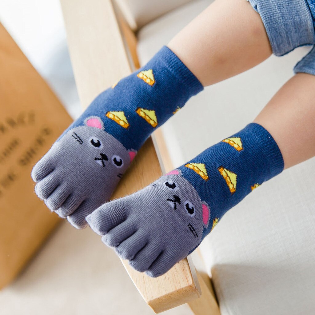 Infant Anti-slip Socken Mischung Lange Anti slip Weiche Kleinkind Warme Für Baumwolle Sock Infant Cartoon Tier Fünf Finger baumwolle Socken