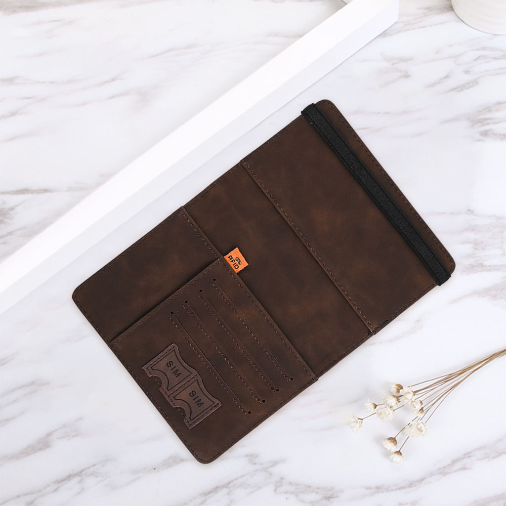 Tragbarer reisepasshalter für damen und herren, dokumentenorganizer, reisebrieftasche für zuhause, reisen und geschäftsreisen: Kaffee