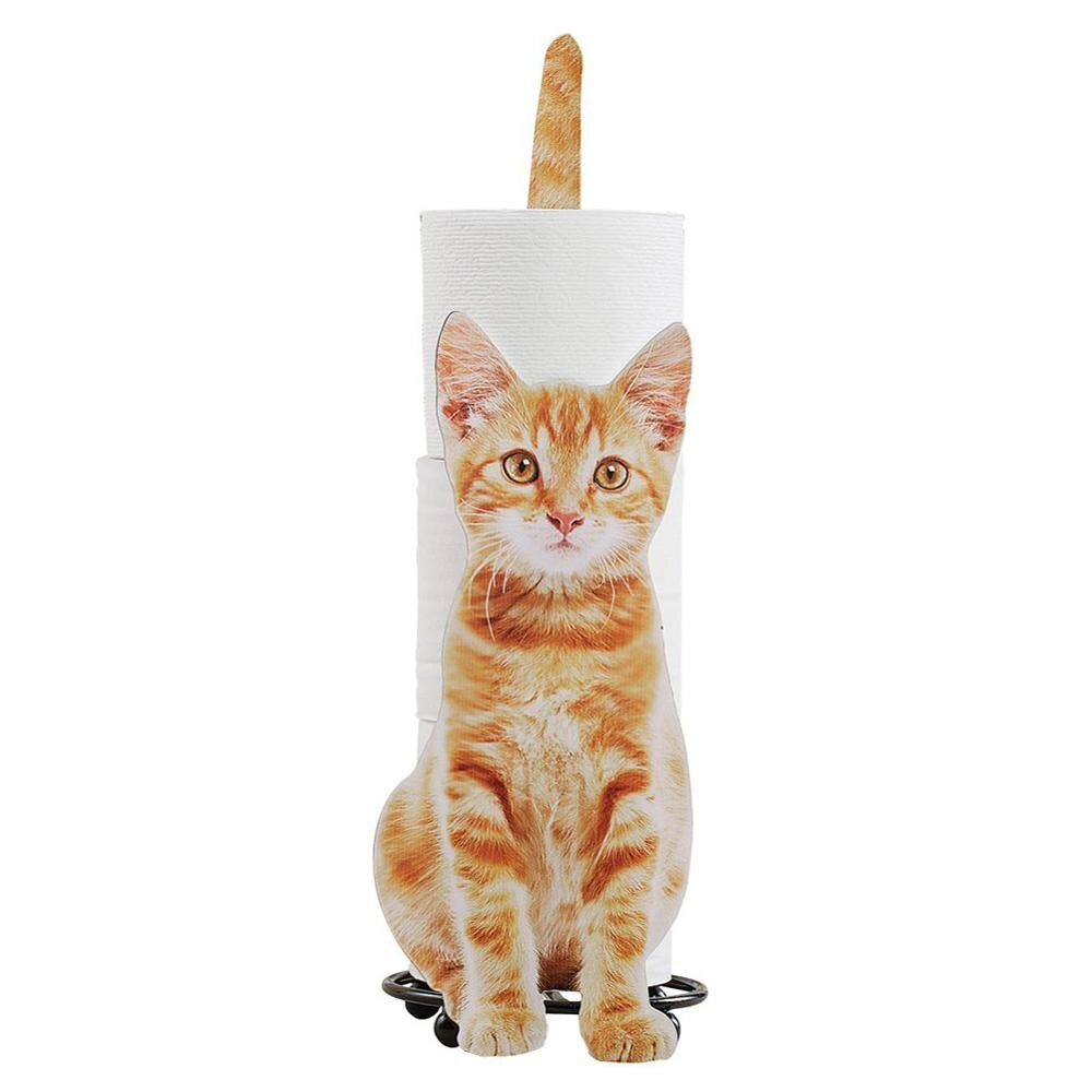 Soporte de papel higiénico Dragon Li Cat, estante de papel de váter, Gato naranja, rollo de cocina, accesorios de WC, arte del hierro, decoración del baño: Orange Cat
