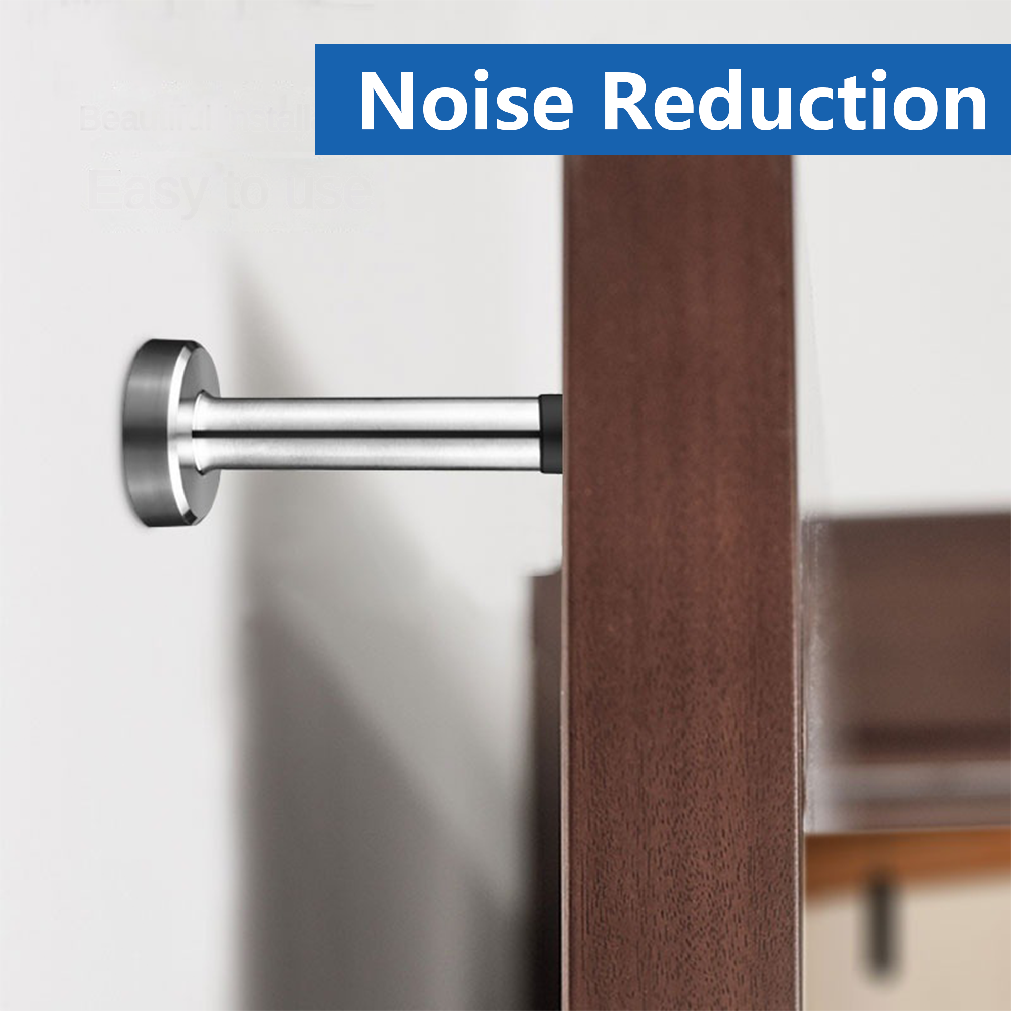 Door Stopper, Rubber Door Stop - Wall Mounted with Dual Installation (Adhesive & Screws) - Stainless Steel T-Shaped Bumper with