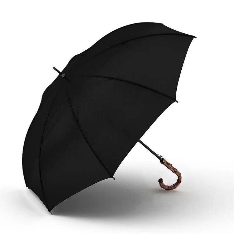 Topmerk grote regenparaplu heren retro bamboe rotan gebogen handvat sterke winddichte anti-uv parasol