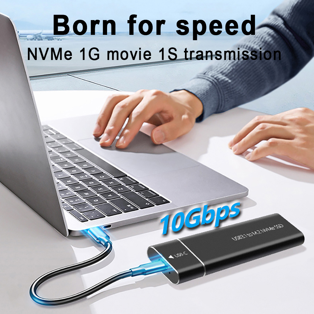 Boîtier M2 SSD USB3.1 M.2 SATA SSD, boîtier M.2 vers USB Type C 3.1, adaptateur SSD, boîtier de disque dur externe en métal solide pour téléphone portable