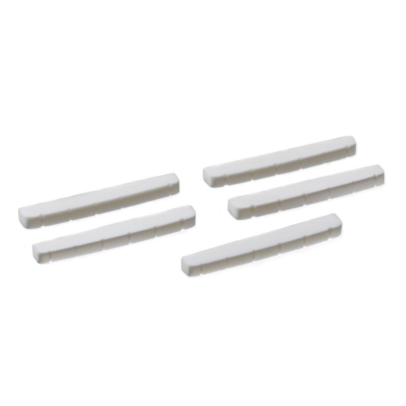 5 Pieces Curved Unbleached Slotted Bone Nut Flat Bottom For Strat T8NC