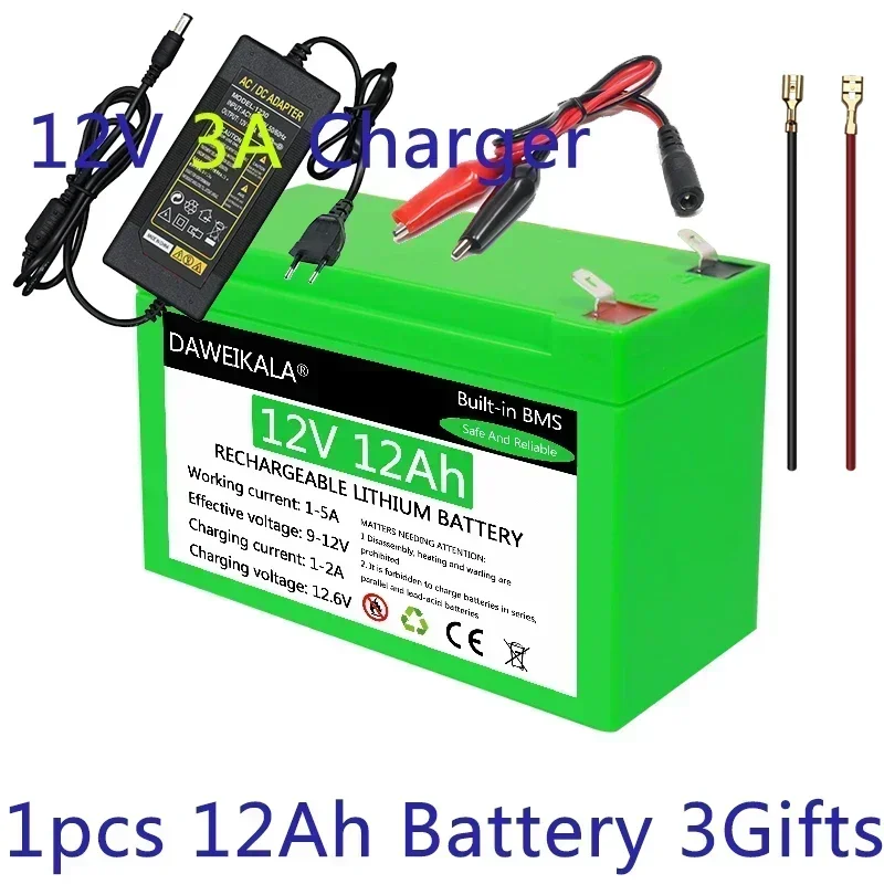 12V Pack 18650 lithium battery recharable battery Solar storage Battery Electric lighting 12V 3A Charger: GRAY