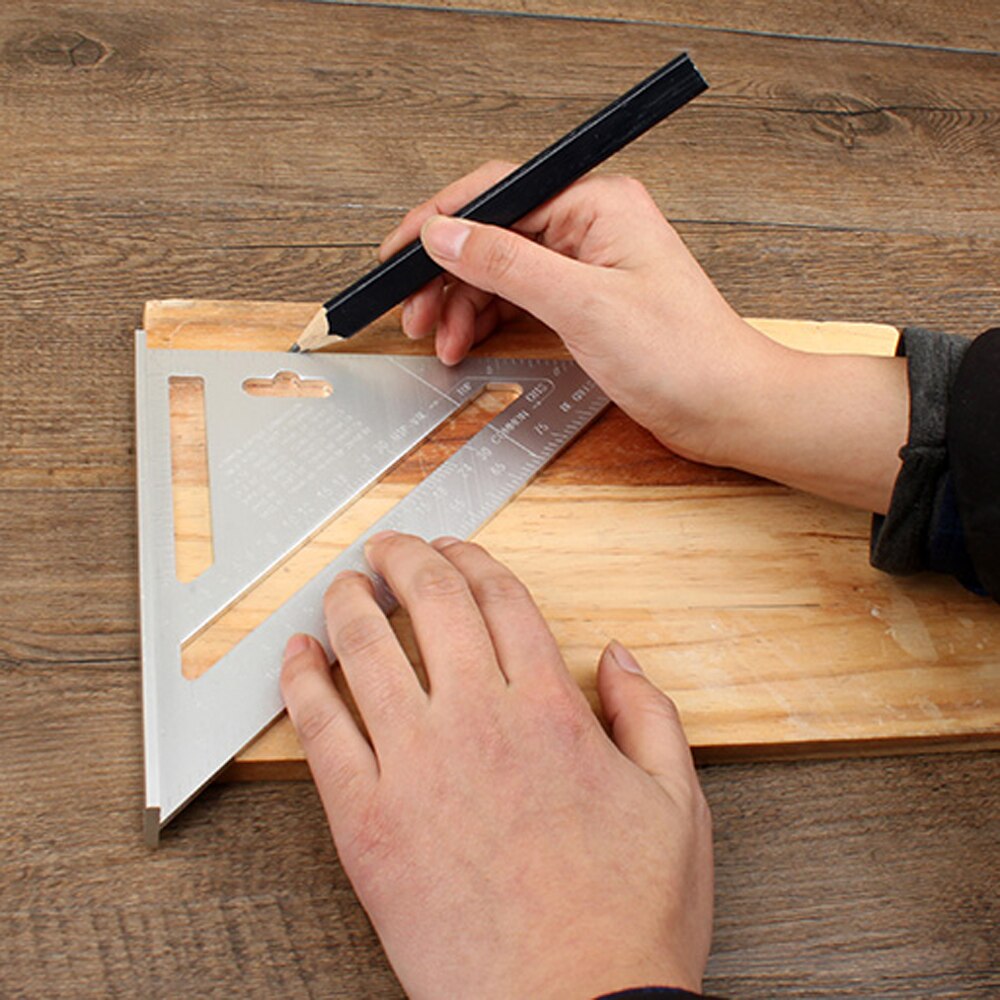 7 Inches Aluminum Alloy Triangle Angle Ruler Protractor Inch/Metric Speed Square Measuring Ruler Miter Framing Building Teaching