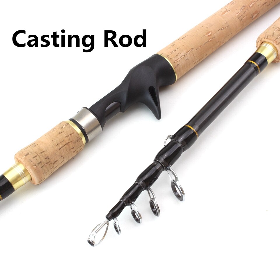 ! 1.8m 2.1m 2.4m 2.7m Spinning Fishing Rod M power Hard Telescopic Carbon Fiber Travel pole wooden handle: Casting Rod / 2.7 m