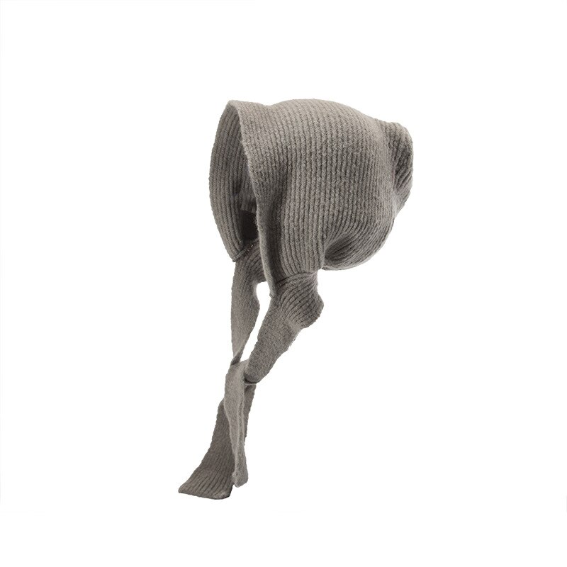 Herfst en winter dames gebreide wolf oma wol wol zacht warm casual kleine rode muts oorbescherming muts: Lichtgrijs