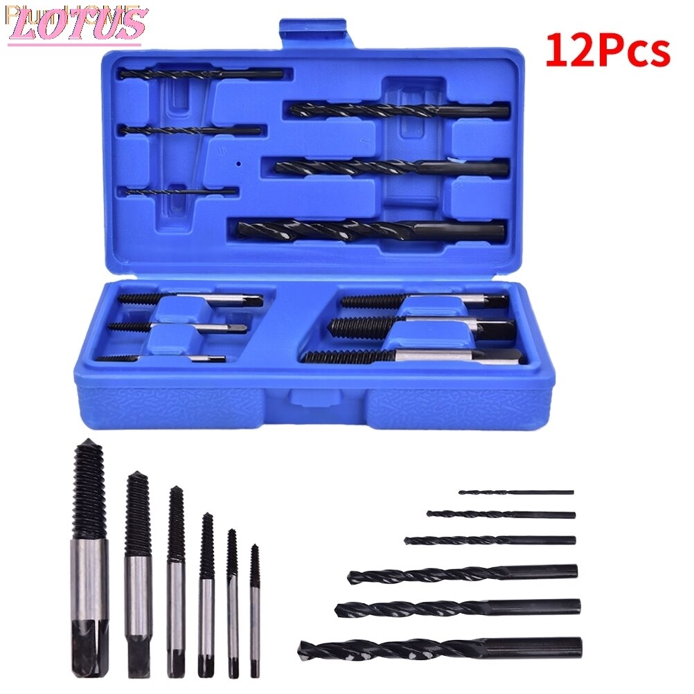 12PCS 19*10*4,5 cm Beschädigt Gebrochen Schraube Extractor Drill Bit Schraube Extractor Set Bolzen Entferner