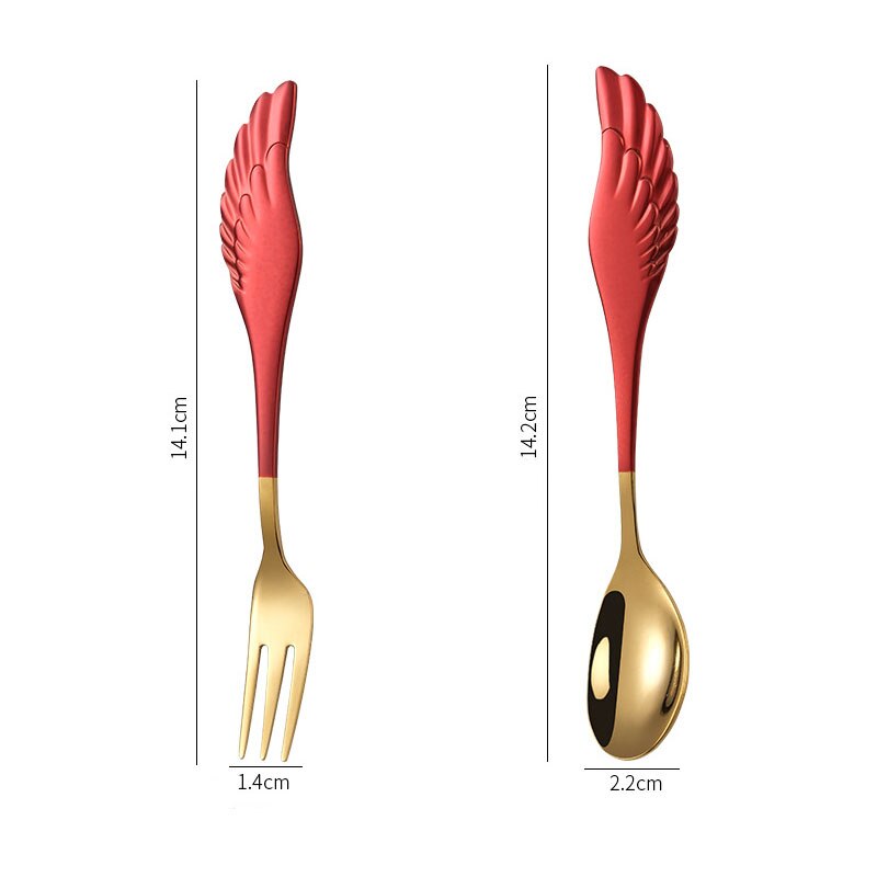 Fruit Vork Angel Wing Leuk Cadeau Voor Ijs Dessert Koffie Lepel Servies Multifunctionele Keuken Gereedschap