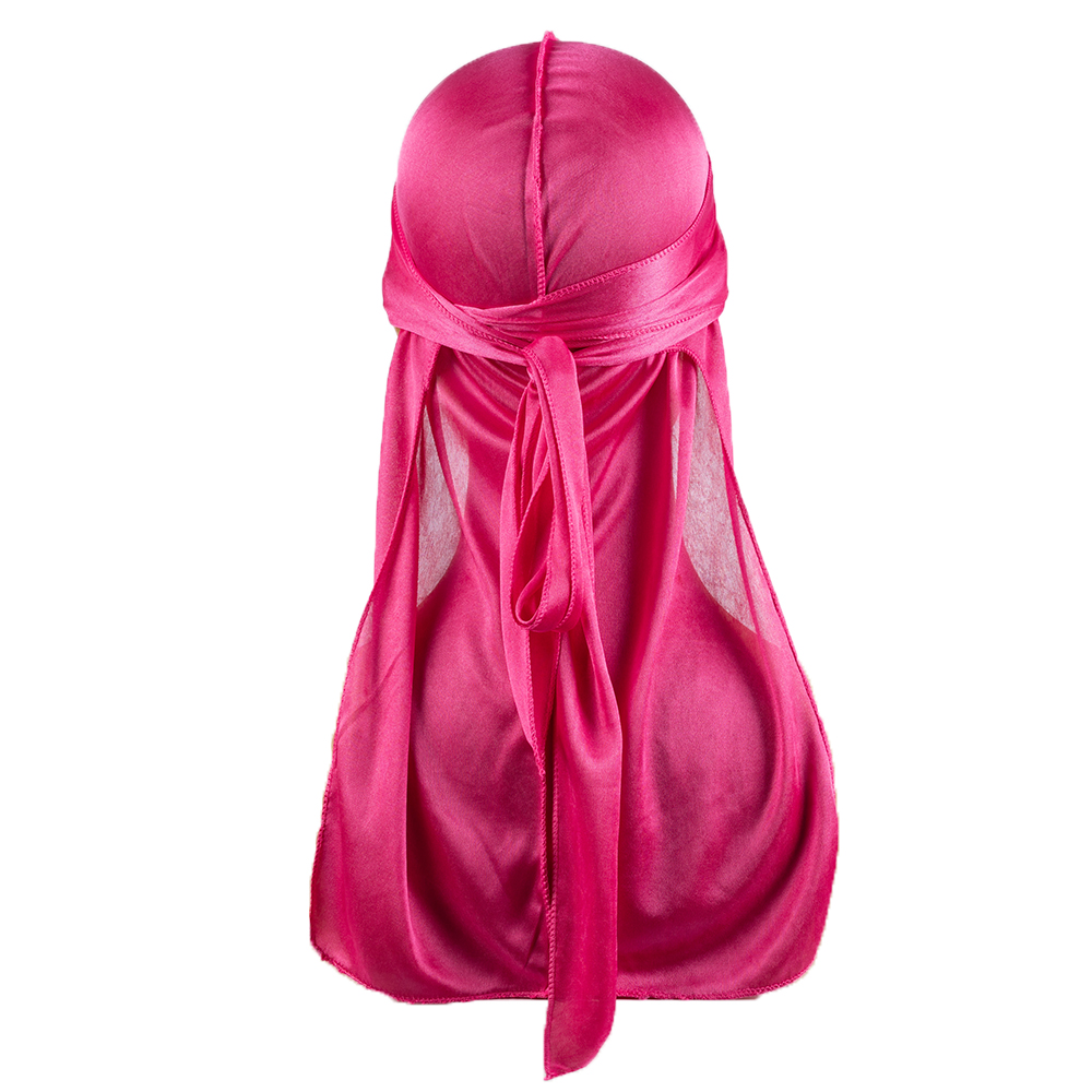 Men's Silk Durag Shower cap Bandana Silky Du Rag Doo Rag Long Tail Waves Cap: Pink