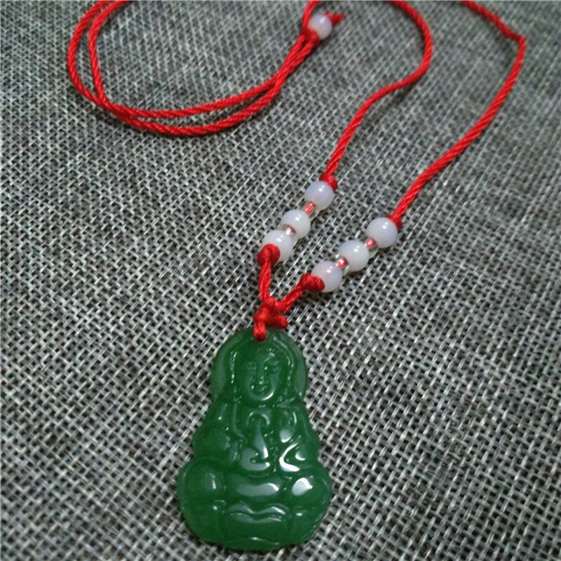 Vrouwen Lucky Charm Ketting Classic Wit Groen Ketting Boeddha Ronde Hanger Koppel Verstelbare Rood Touw Ketting Sieraden: C