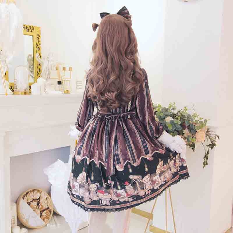 Steampunk vintage langærmet lolita kjole japansk op lolita kjole kvinder sommer jsk lolita kjole til kvinder plus str.