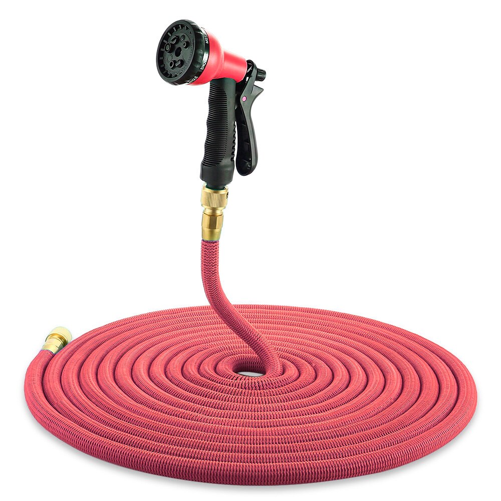 15FT-100FT Garden Hose Expandable Flexible Water Hoses Plastic Hose Pipe With Spray Gun Watering Three Layer TPE: 100FT / Army Green