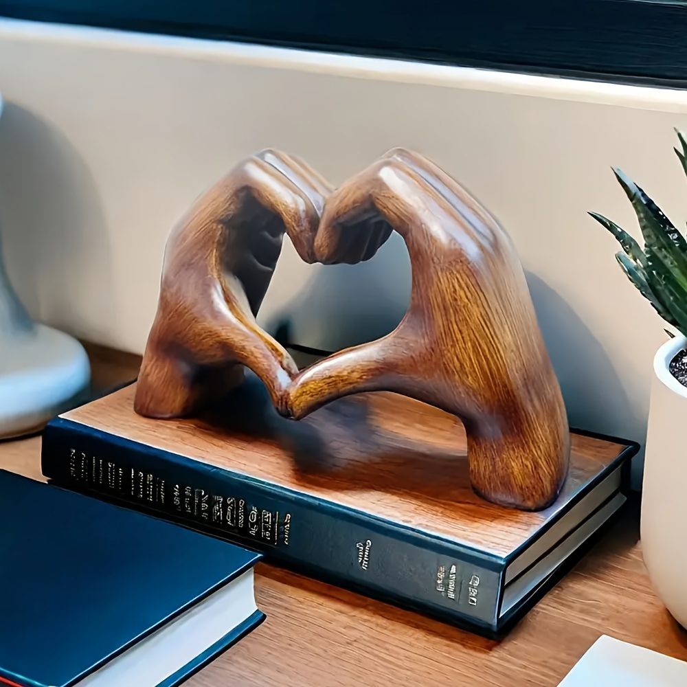 1pc hars hartvormige handgemaakte sculptuur decoratie standbeeld liefde kunst familie kantoor boekenplank woonkamer decoratie cadeau