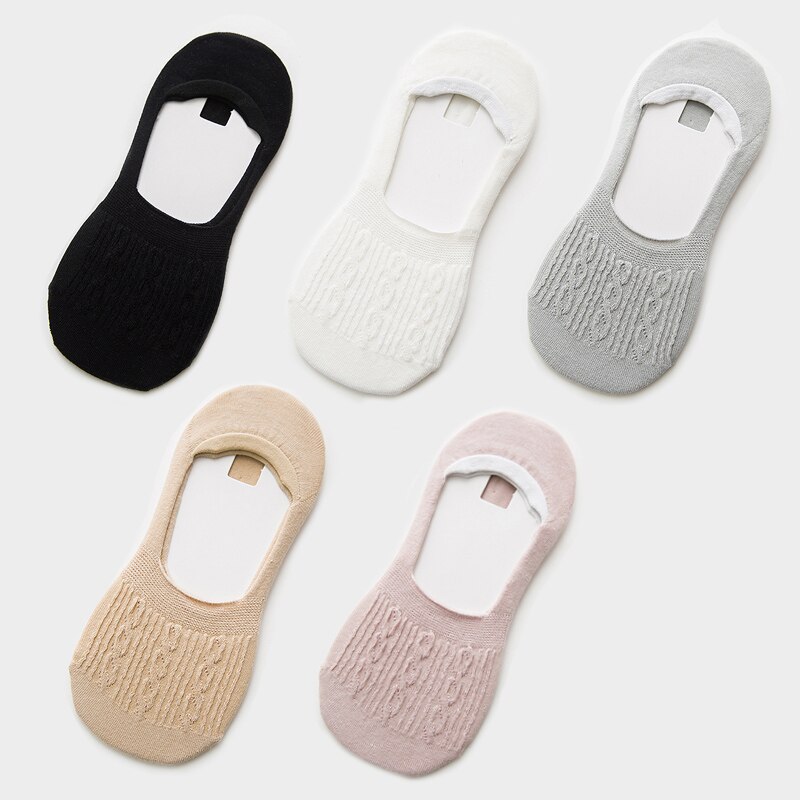 Candy Color Invisible Non-slip Low Cut Socks Women Casual Cotton Breathable Ankle Boat Socks 5Pairs: style M 5 pairs