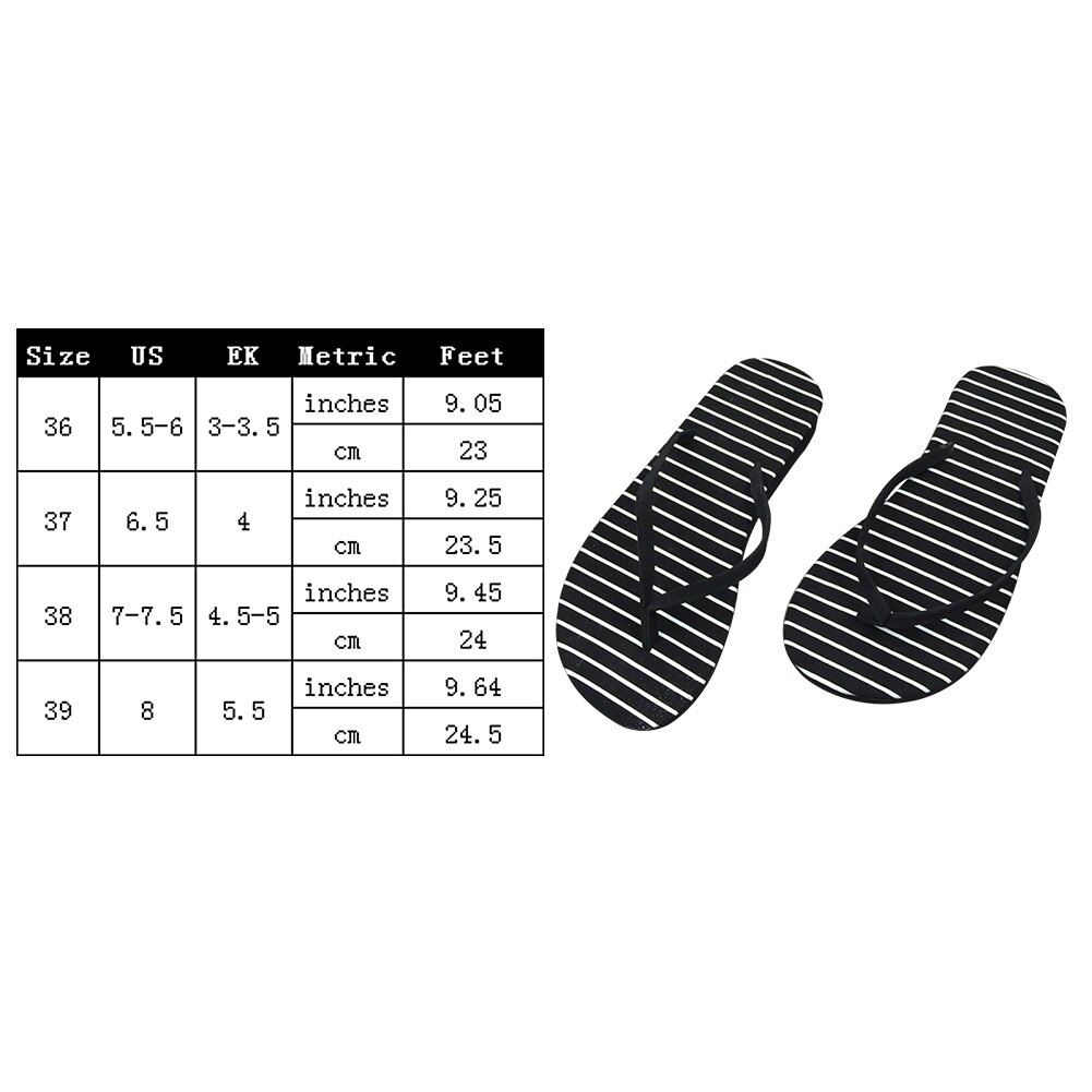 Womens Flip Flops Beach Sandals Black White Spot Stripes Casual Flat-heeled Sandals Women Slippers #734
