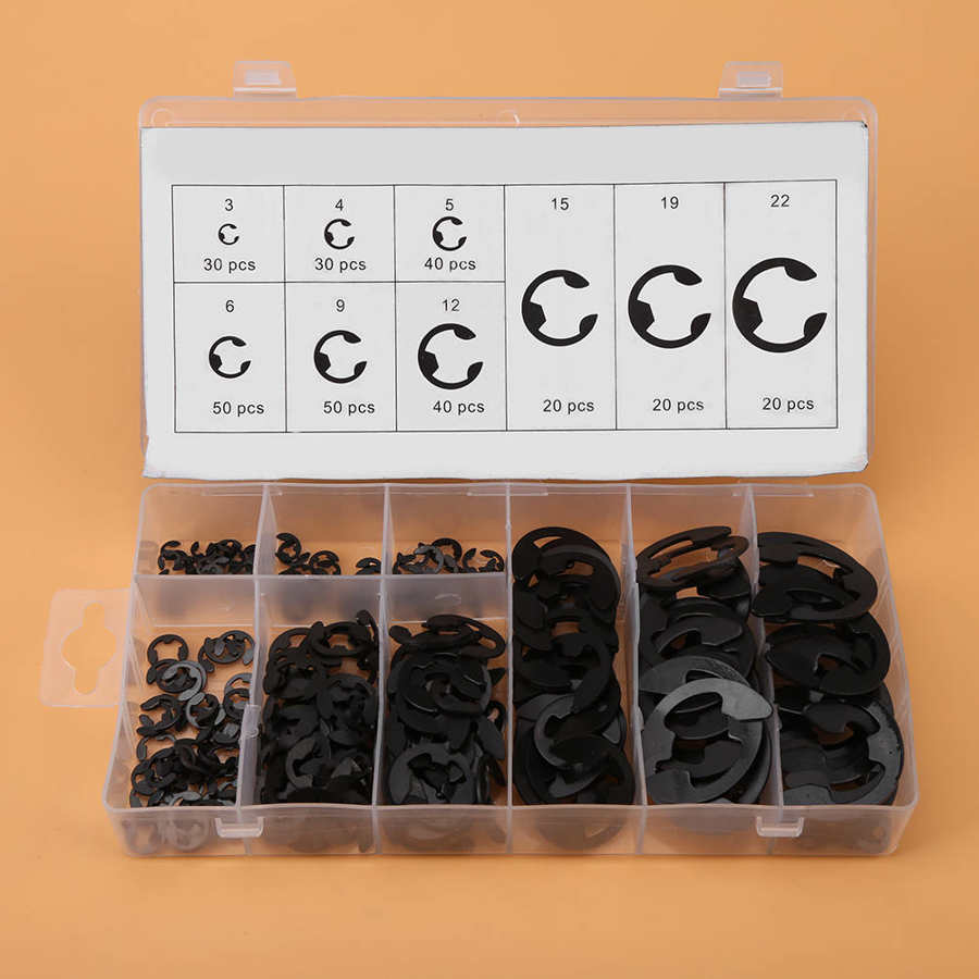E Clip 300pcs Metal E-Clip E-ring Shaft Retaining Rings Assortment