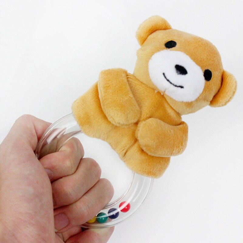 Nuovo Bella Del bambino Sonagli Rotondo Animale Sonagli Classico Genitore-bambino Giocattoli Interattivi Peluche Orso E Coniglio Anello di Plastica Rammelaars: orso