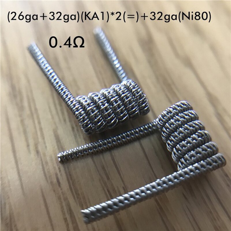 10PCS Premade Heating Coil Wire High Density Ni80 SS316L KA1 Framed Staple Juggernaut Stagger Fused RDA RBA RTA Vape Coils