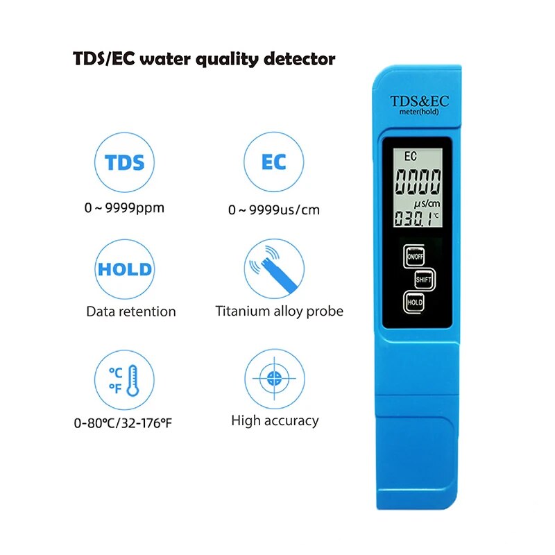 2 stks TDS PH Meter Digitale Water Tester 0.01ph Hoge Nauwkeurigheid PH Meter 0-9990ppm Temperatuur TEMP PPM Tester