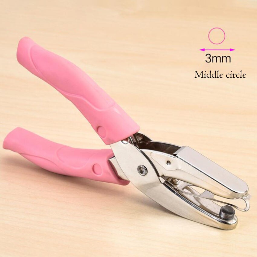Diameter 1.5-6mm a4 papir hulmaskine cirkel kærlighed stjerne formet enkelt hul hulmaskiner gør det selv løs blade papir cutter stansemaskine: Midterste cirkel