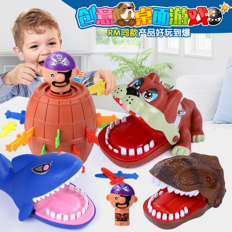 Trick legetøj stort bordspil krokodille bid finger haj pas på ond hund pirat spand xinqite legetøj udfordring legetøj spoof legetøj