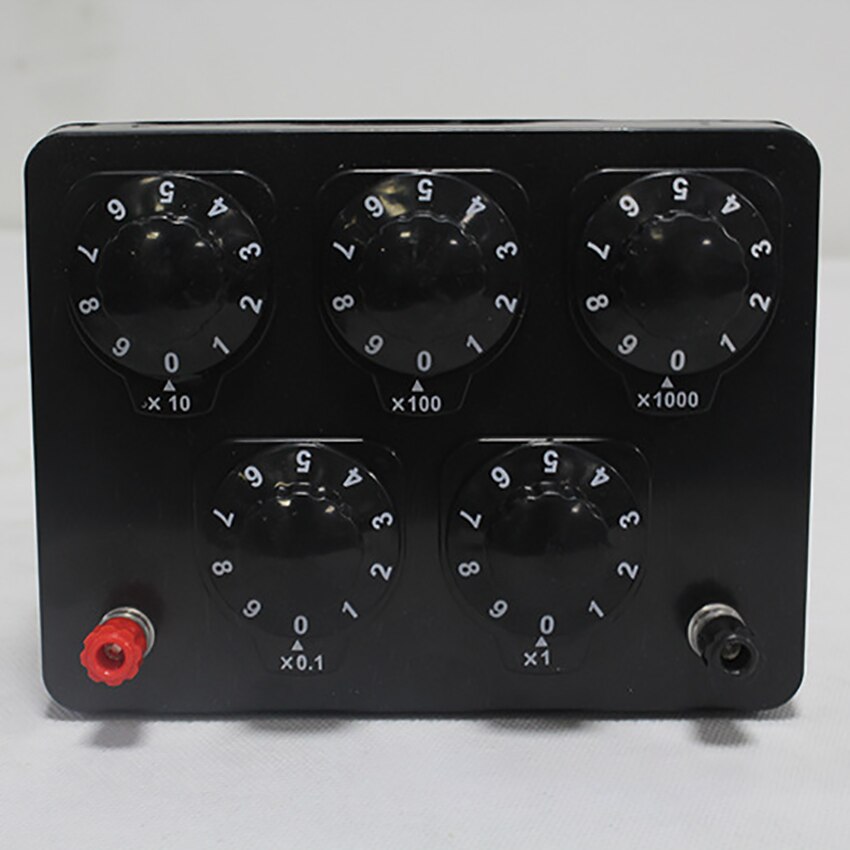 Caja de resistencia Variable de 0-9999 Ohm caja de sustitución de resistencia Reóstato para experimentos de física de cinco velocidades para enseñanza en laboratorio